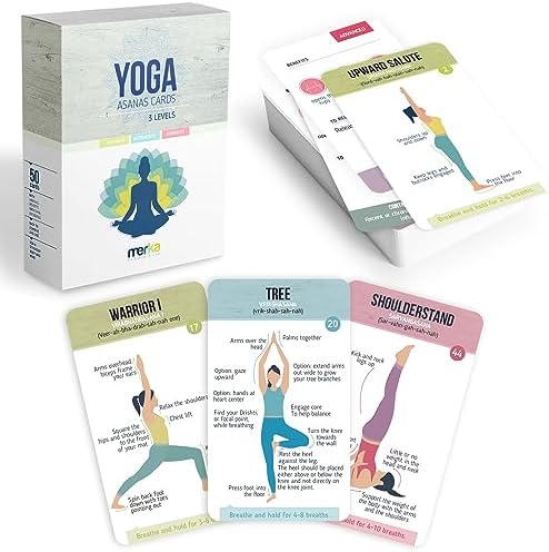 merka Yoga Cards - Yoga Deck Workout Cards 50 Cards Asana Yoga Poses Positions