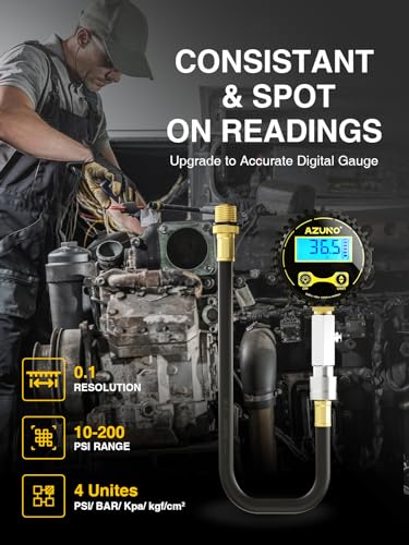 AZUNO Compression Tester Automotive, Digital Compression Gauge 200 PSI 2