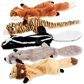 FIREOR Dog Squeak Toys, No Stuffing Plush Dogs Chew Toy
