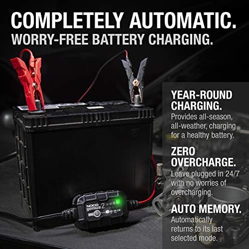 NOCO GENIUS2, 2A Car Battery Charger, 6V and 12V Automotive Battery Charger 7