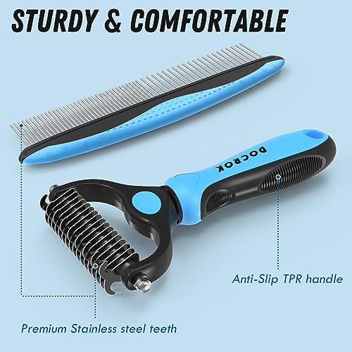 Pet Grooming Brush and Metal Comb Combo, Cat Brush Dog Brush for Shedding 6