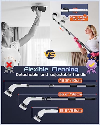Electric Spin Scrubber, 2023 New Cordless Shower Scrubber with 8 Replaceable 6