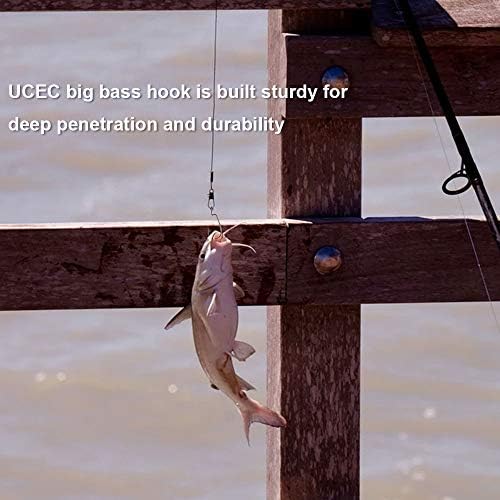 UCEC Fishing Hooks, 100pcs/box Offset Wide Gap 2X Strong Worm 8