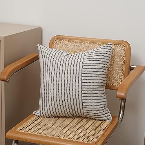Hckot Grey and Beige Patchwork Farmhouse Throw Pillow Covers 18 x 18 Inch 7