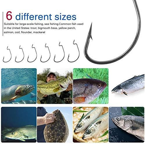 UCEC Fishing Hooks, 100pcs/box Offset Wide Gap 2X Strong Worm 7