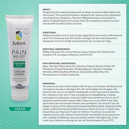Kalaya Extra Strength Pain Relief Cream With Cannabis Sativa Seed Oil 6