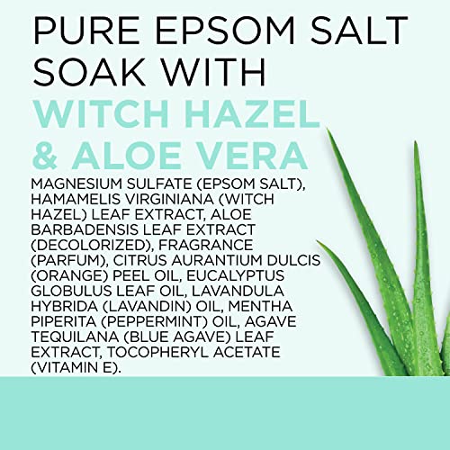 Dr Teal’s Pure Epsom Salt, Clarify & Smooth with Witch Hazel & Aloe Vera, 3lbs 8
