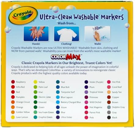 Crayola Ultra Clean Washable Markers (40 Count), Coloring Markers for Kids 6