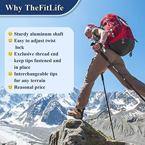 TheFitLife Nordic Walking Trekking Poles-2 Pack with Antishock and Quick Lock System 3