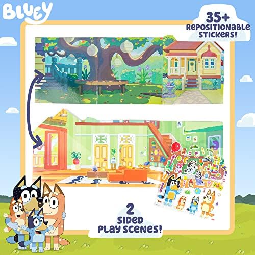 Horizon Group USA Bluey Sticker Playset, 2 Sticker Play Scenes, 35+ Reusable 2