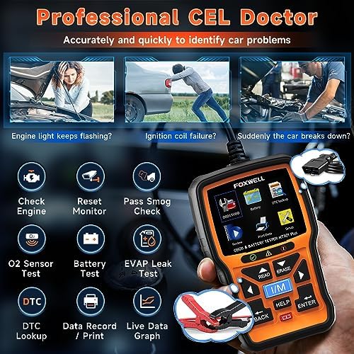 FOXWELL Upgrade NT301 Plus OBD2 Scanner Battery Tester 12V, 4 IN1 OBD Scanner 3