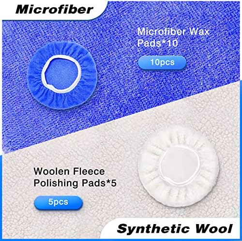 FONAROLL 5 to 6 Inch Car Polisher Pad Bonnet, 15Pcs Car Polishing Bonnet Buffing 3
