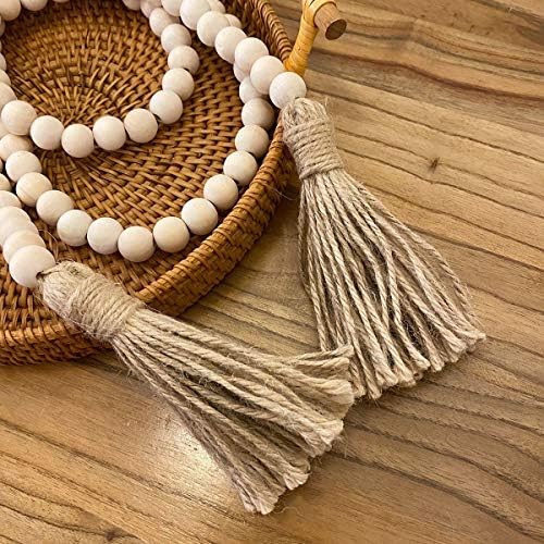 Farmhouse Beads 58in Wood Bead Garland with Tassels Rustic Country Decor Prayer 5