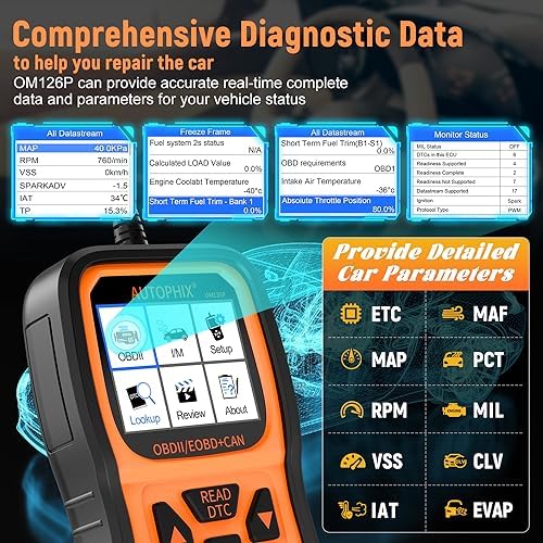 AUTOPHIX OBD2 Scanner Enhanced OM126P Vehicle Code Reader Auto Diagnostic Scan 3
