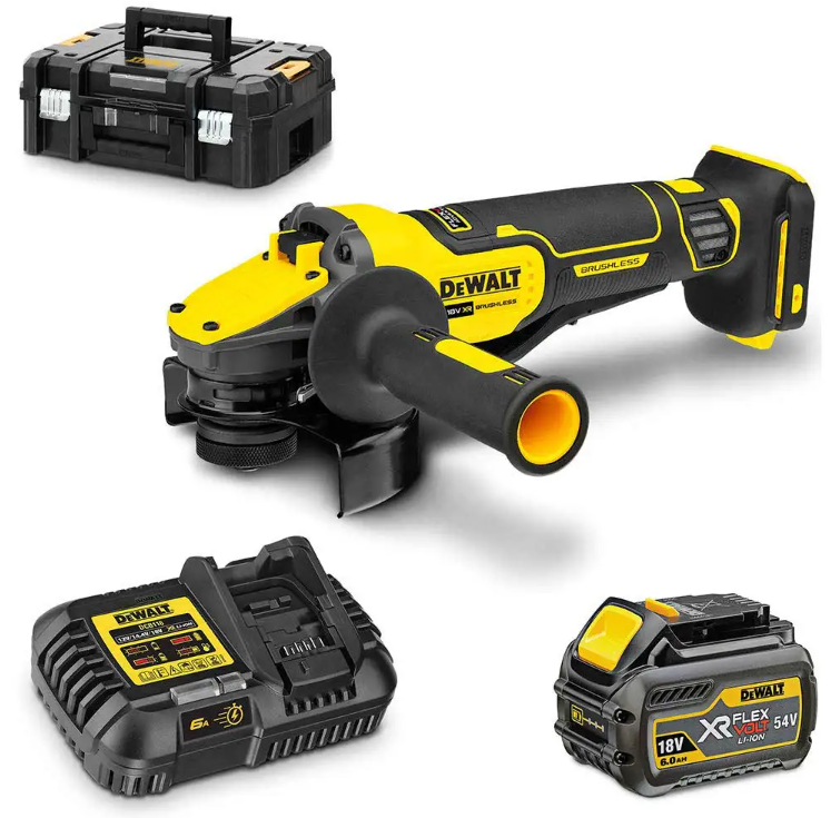 DEWALT 18V BRUSHLESS 1 X 6.0AH 125MM ANGLE GRINDER KIT DCG416T1-XE 2