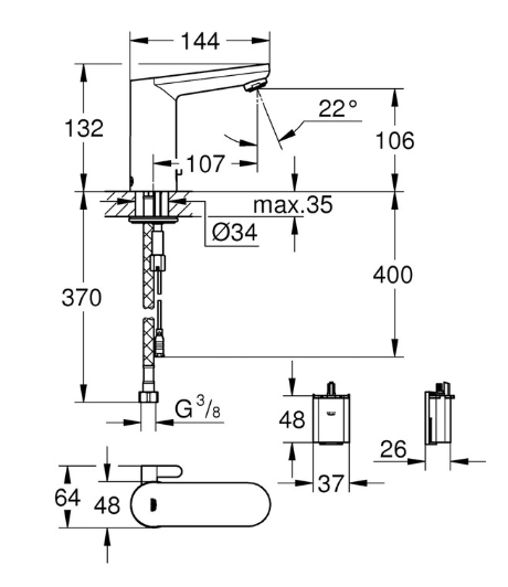 Grohe Get Taps Sensor Basin Mixer 4