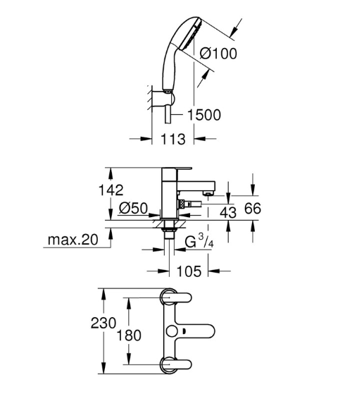 Grohe Get Taps Bath Shower Mixer 2