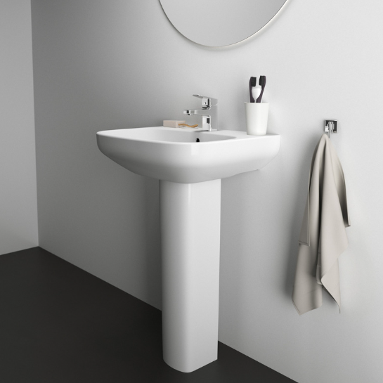 Ideal Standard i.life Basin and Pedestal 55cm 1 Tap Hole 2
