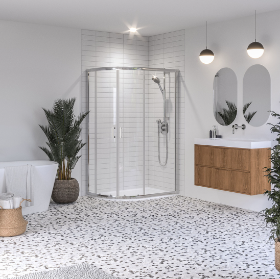 Aqualux Framed 8mm Offset Quadrant Shower Enclosure with Tray and Waste Kit 1200x800mm Left Hand