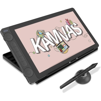 HUION Kamvas 13 (Gen 3) Tableta Gráfica, Pantalla 13,3" Full HD Antirreflejo, 99% sRGB, Lápiz PenTech 4.0, 16384 Niveles de Presión, Dual Dial, Compatible con PC, Mac y Android (Negro)