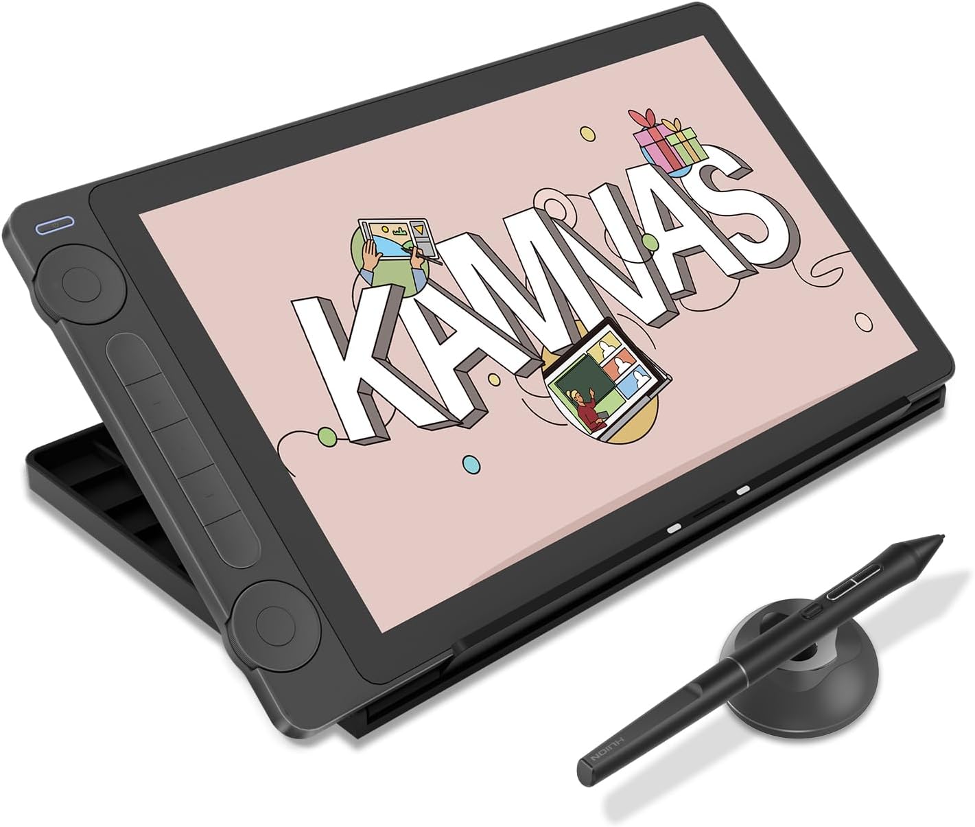 HUION Kamvas 13 (Gen 3) Tableta Gráfica, Pantalla 13,3" Full HD Antirreflejo, 99% sRGB, Lápiz PenTech 4.0, 16384 Niveles de Presión, Dual Dial, Compatible con PC, Mac y Android (Negro)