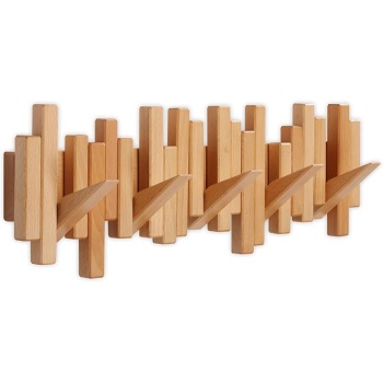 Coat Rack Wall Mount Piano Flip Down Wall Hook Rack 5 Hooks Beech