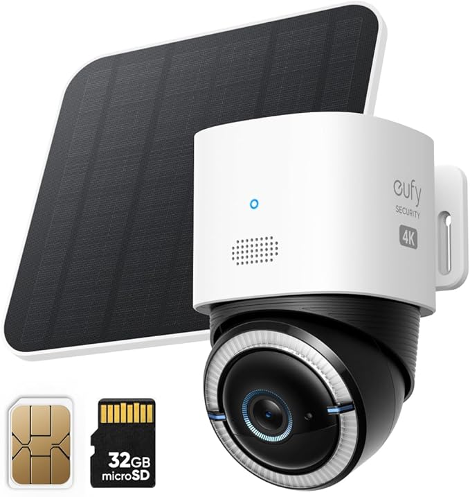 eufy Security 4G LTE Cam S330, 4K Cellular Solar Security Cameras Wireless Outdoor