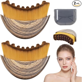 2 PCS Lymphatic Contour Face Brush, Manual Lymphatic Drainage Massager, Natural Makeup Brushes with Durable Soft Bristles, Hypoallergenic Ergonomic Facial Cleansing Brush for Sculpting