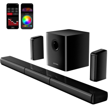 ULTIMEA 7.1ch Virtual Surround Soundbar, TV Soundbar with 2 Surround Speakers, RGB, Subwoofer, TV Surround Sound System, 410W Peak Power, Apollo S70 Ultra
