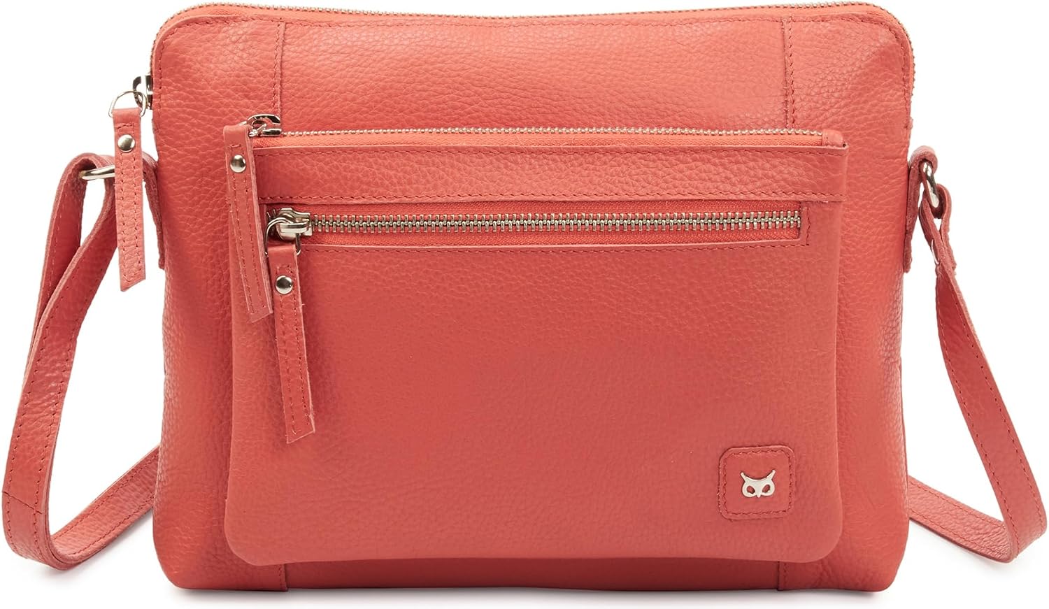 Wise Owl Accessories Leather Crossbody Bags for Women Small Soft Genuine Pebbled Sling Shoulder Handbag Crossover Purse with Full Adjustable Strap (Coral Nappa)
