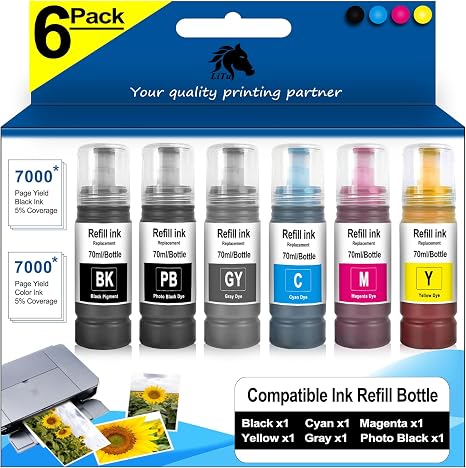 Ink Refill Bottles Compatible Replacement for 8550 ET-8550 ET8550 8500 ET-8500 ET8500 Printer