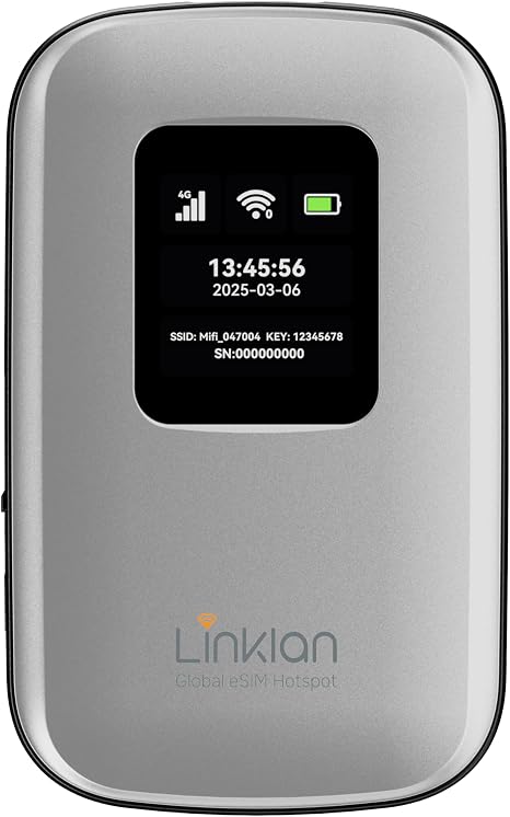 Portable Mobile Hotspot–eSIM Global WiFi Hotspot,No SIM Card/Contract Needed, 16Devices,180+ Countries, Compact Wireless Router for International Trips & Business