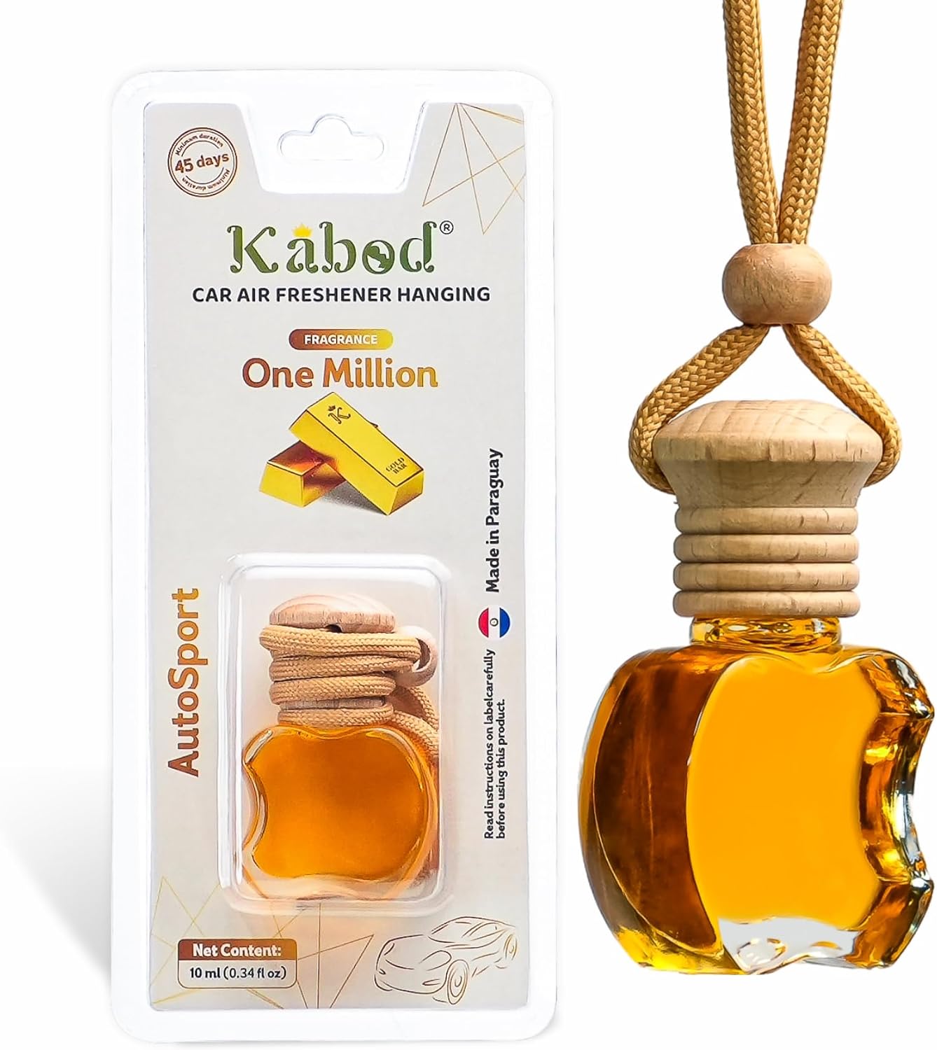 Kabod One Million Car Air Freshener | Hanging Essential Oil Diffuser | Natural Odor Eliminator | Long-Lasting Fragrance | 10 ml