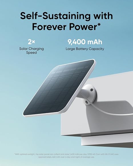 eufy Security 4G LTE Cam S330, 4K Cellular Solar Security Cameras Wireless Outdoor, Pan and Tilt, 4G and Wi-Fi Duo-Mode, AI Tracking, with SIM Card and 32GB SD Card, No WiFi, No Problem 4