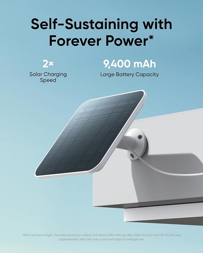 eufy Security 4G LTE Cam S330, 4K Cellular Solar Security Cameras Wireless Outdoor 3