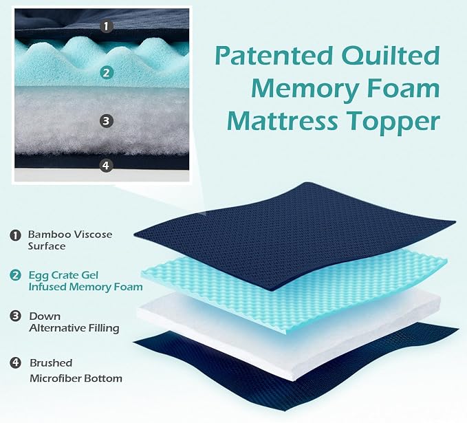 Hansleep Full Size Mattress Topper Memory Foam, Full Foam Mattress Pad 4