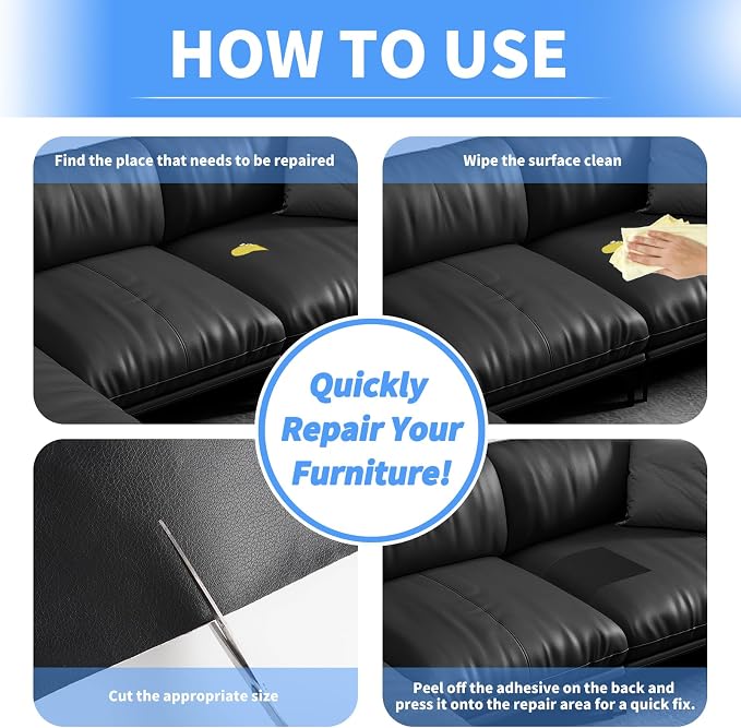 Self-Adhesive Leather Repair Patch, Vinyl Repair Kits for Couch 4