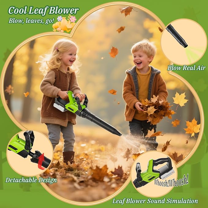 Kids Toy Tool Set, 3-IN-1 Power Garden Lawn Tools with Sounds & Lights, Volume, Toy Weed Wacker, Leaf Blower&Hedge Trimmer, Outdoor Play Toy Tools, Christmas Birthday Gifts for Boy Toys 3 4 5 6 7 8+ 3