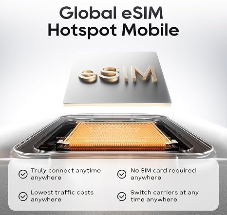 Portable Mobile Hotspot–eSIM Global WiFi Hotspot,No SIM Card/Contract Needed, 16Devices,180+ Countries, Compact Wireless Router for International Trips & Business 3