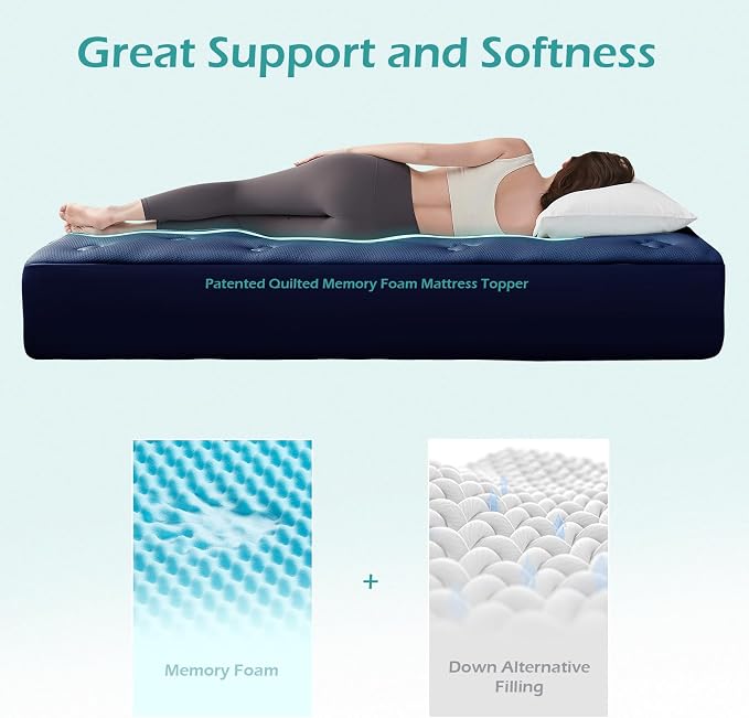 Hansleep Full Size Mattress Topper Memory Foam, Full Foam Mattress Pad 2