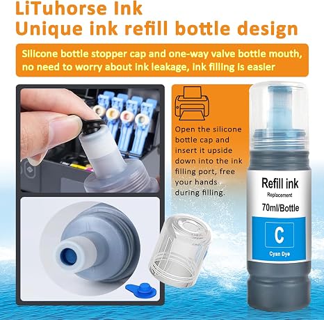 Ink Refill Bottles Compatible Replacement for 8550 ET-8550 ET8550 8500 ET-8500 ET8500 Printer 4