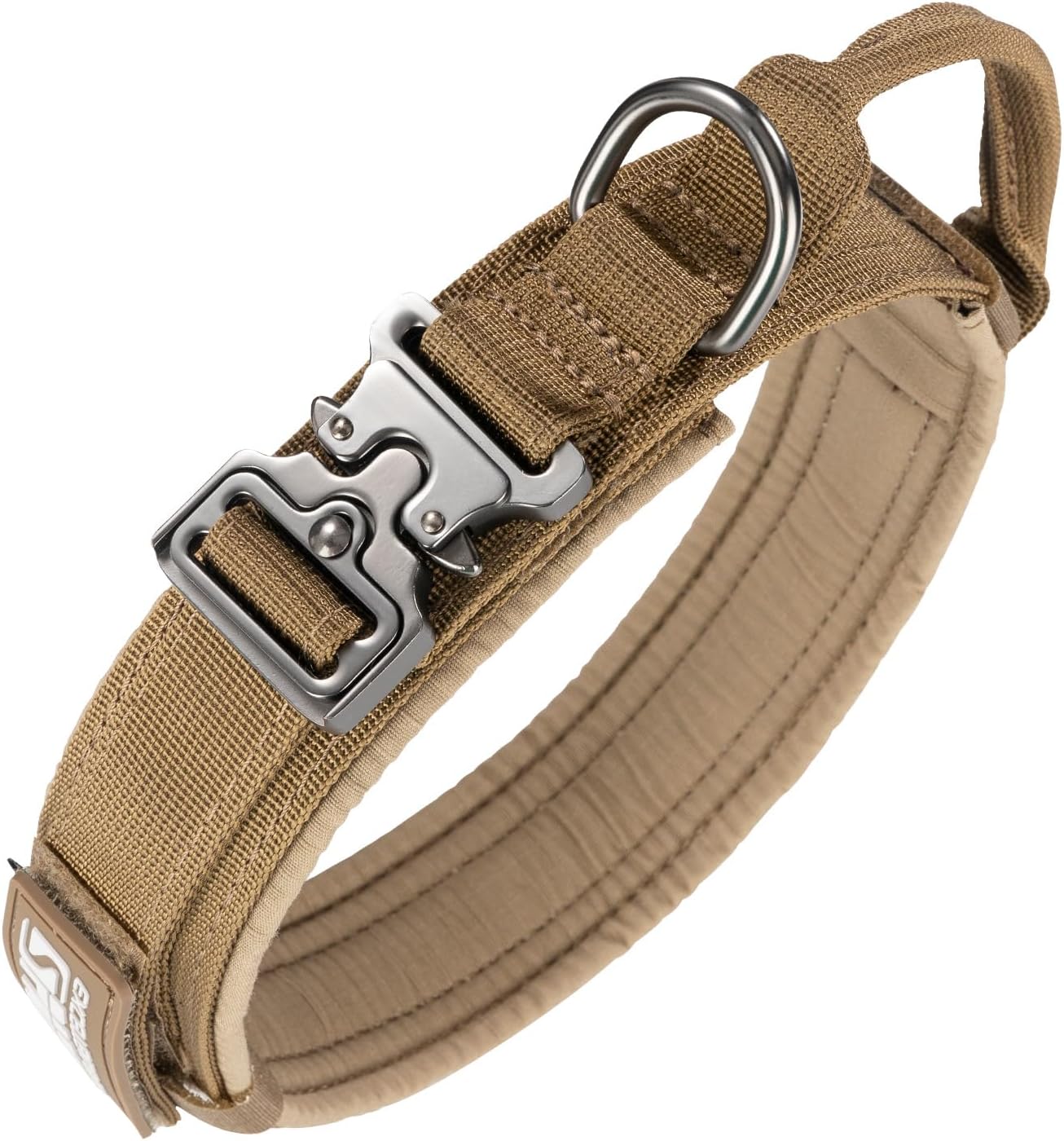 EXCELLENT ELITE SPANKER Tactical Nylon Dog Collar Military Metal Buckle | Adjustable Training Padded Durable Dog Collar Heavy Duty with Control Handle & Patches for Medium and Large Dogs Easy Wear