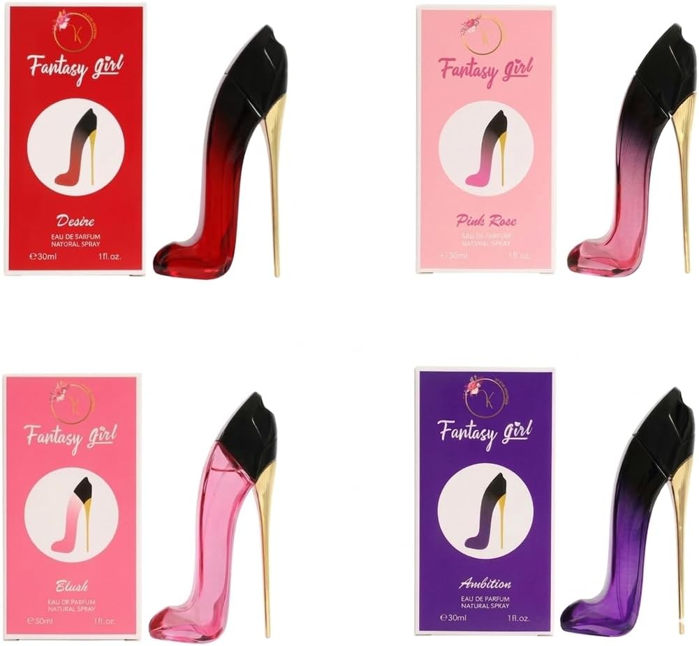 Viaan Krishna Set De Perfume Fantasy Girl Mini High Heel Para Mujer (30 Ml X 4 Unidades): Rosa, Rubor, Perfect Y Ambition (Paquete De 4) – Eau De Parfum