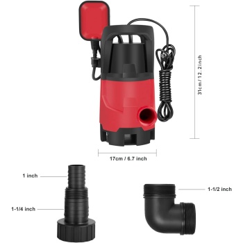 1/2 HP Submersible Sump Pump, Clean/Dirty Water Pump 2100GHP with Float Switch for Pool Draining, Hot Tub, Flood Drain