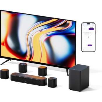 ULTIMEA 7.1ch Sound Bar with Subwoofer, Virtual Surround Sound System for TV, Sound Bar for Smart TV with 4 Surround Speakers, Peak Power 330W, TV Soundbar with App Control, Opt/AUX/BT, Aura A40