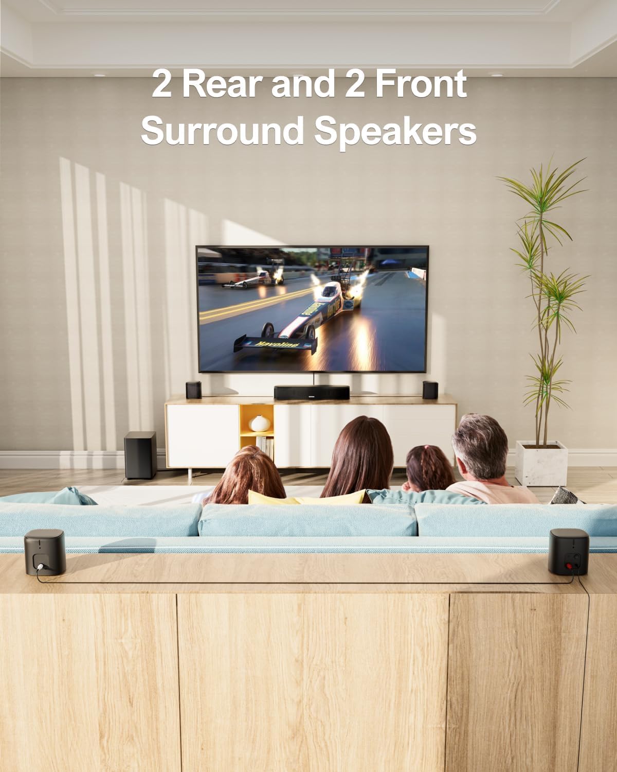 ULTIMEA 7.1ch Sound Bar with Subwoofer, Virtual Surround Sound System for TV, Sound Bar for Smart TV with 4 Surround Speakers, Peak Power 330W, TV Soundbar with App Control, Opt/AUX/BT, Aura A40 2