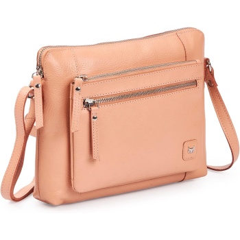 Wise Owl Accessories Leather Crossbody Bags for Women Small Soft Genuine Pebbled Sling Shoulder Handbag Crossover Purse with Full Adjustable Strap (Peach Nappa)