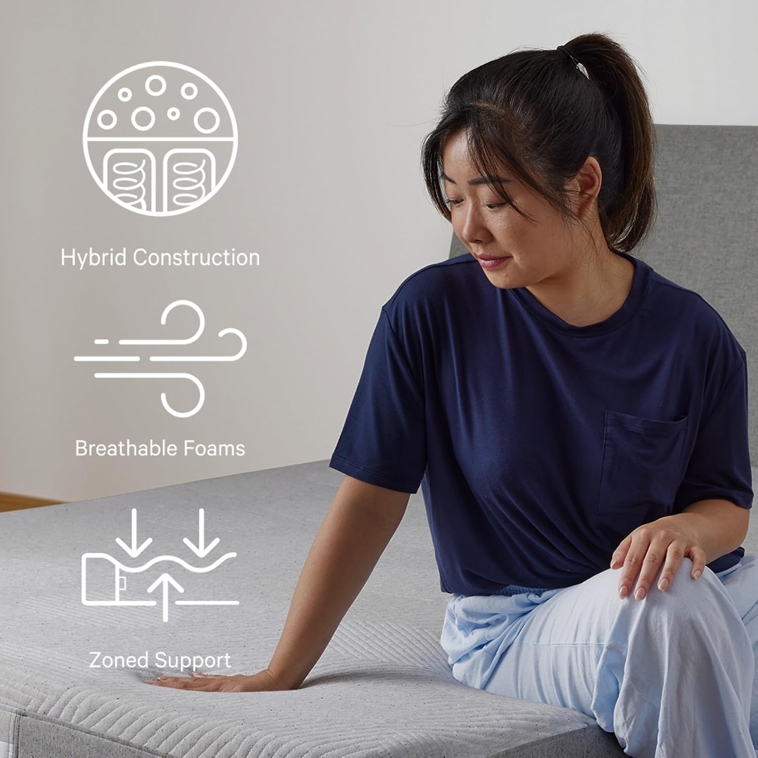 Casper Sleep Original Foam Hybrid, Twin Mattress – Medium Firm Memory Foam with AirScapeTM Cooling + Zone SupportTM – 100-Night Trial – CertiPUR-US Mattress, Light Gray 6