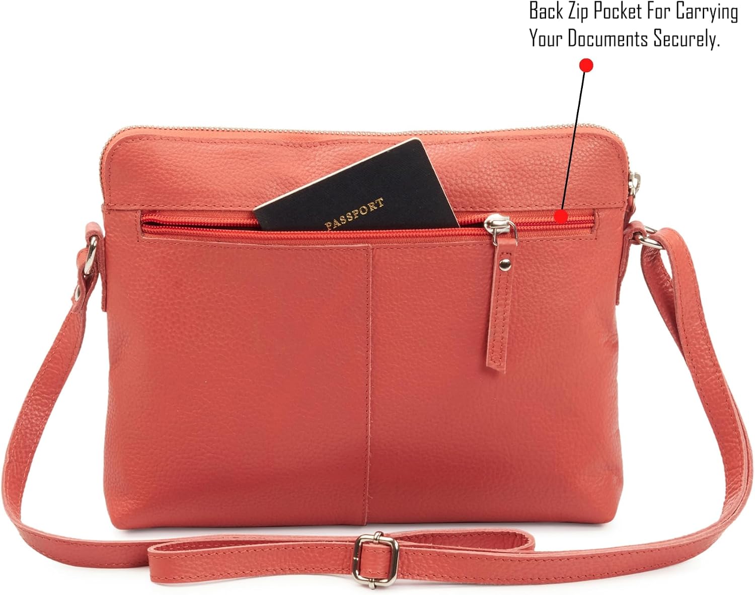 Wise Owl Accessories Leather Crossbody Bags for Women Small Soft Genuine Pebbled Sling Shoulder Handbag Crossover Purse with Full Adjustable Strap (Coral Nappa) 2