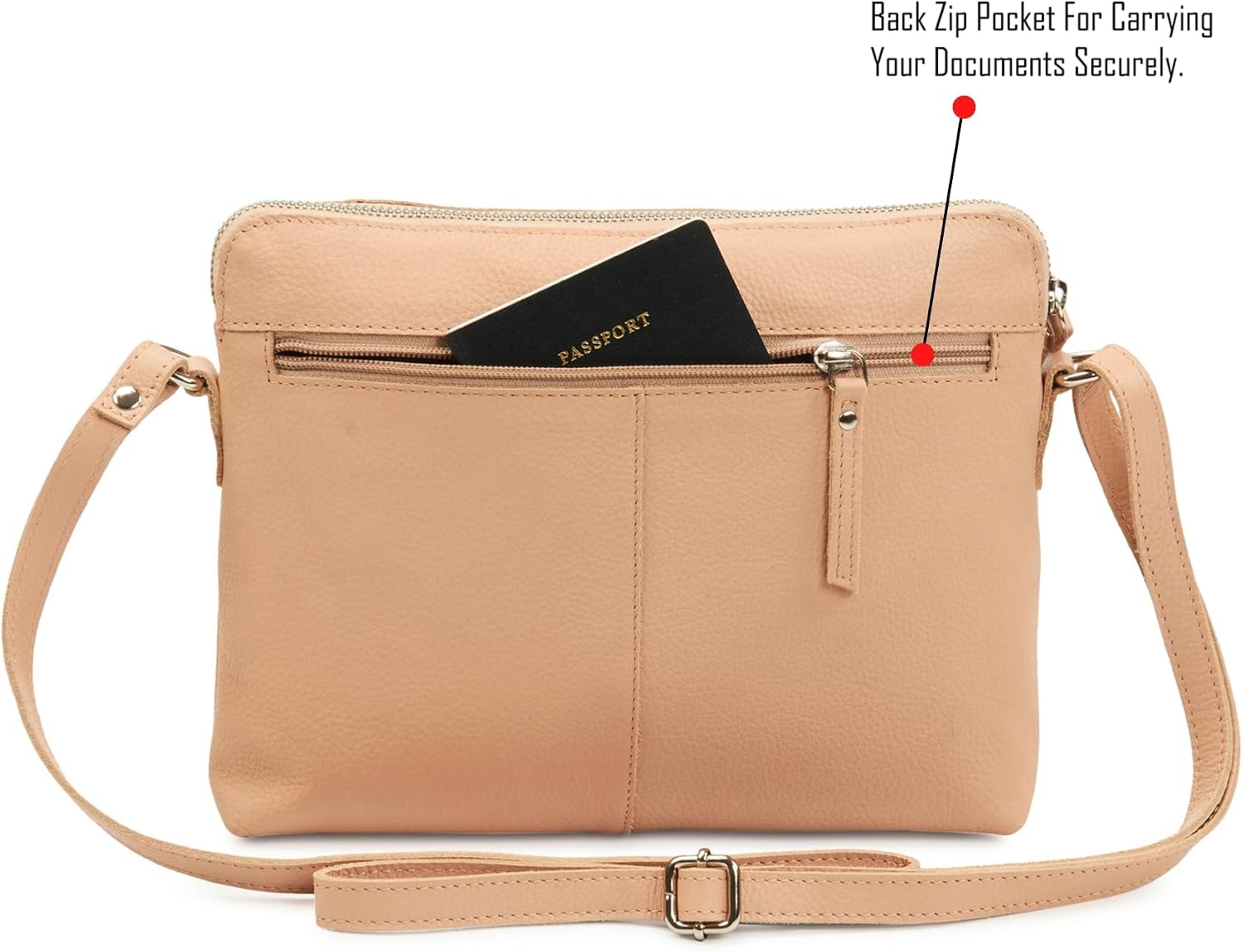 Wise Owl Accessories Leather Crossbody Bags for Women Small Soft Genuine Pebbled Sling Shoulder Handbag Crossover Purse with Full Adjustable Strap (Nude Nappa) 4